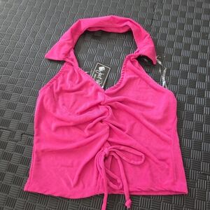 Vibrant Pink Ruched Crop Top
